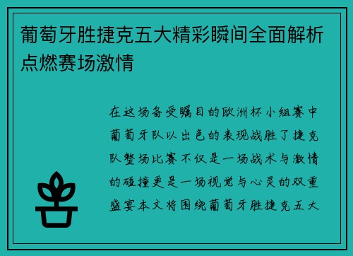葡萄牙胜捷克五大精彩瞬间全面解析点燃赛场激情